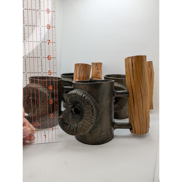 Grand Slam Sheep, 4 Vintage Carl Wagner Bronze Ram bighorn Mug; Signed Numbered - Picture 6 of 11